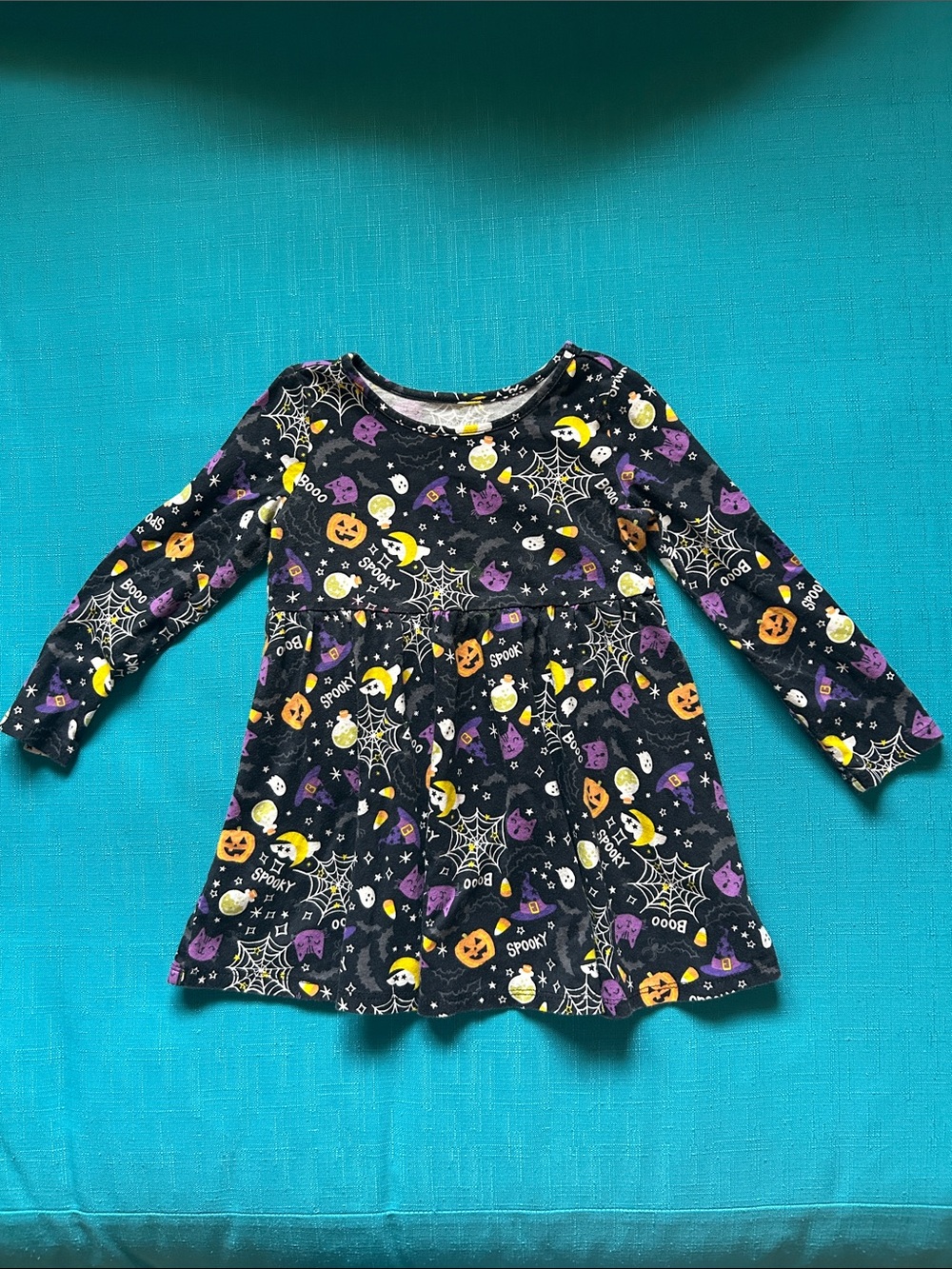 Children's Place- Halloween Long-Sleeve Dress - Black & Purple